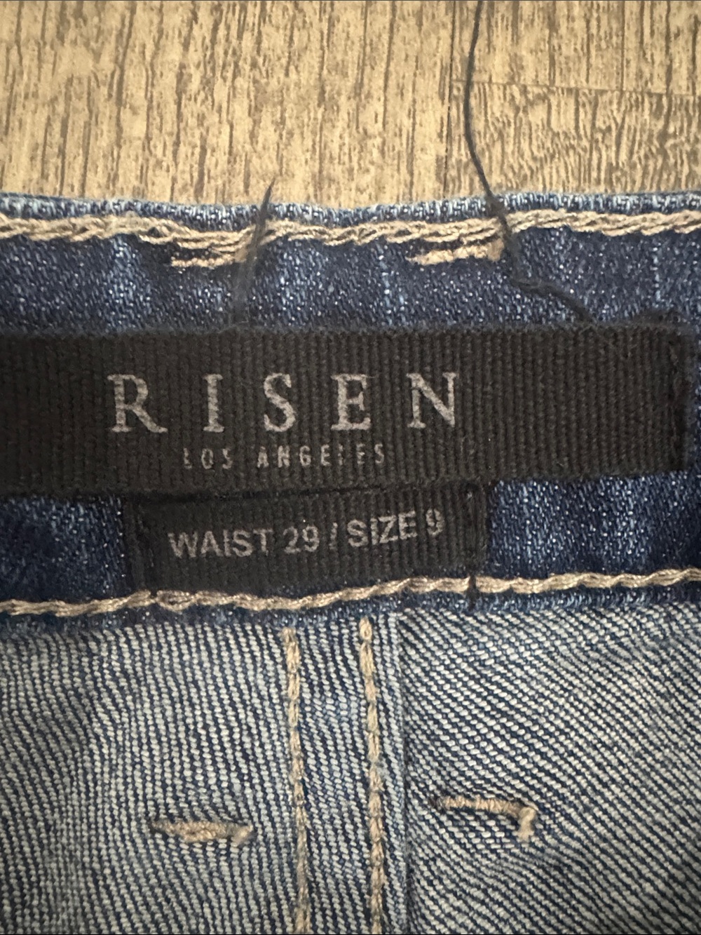 High-Rise Blue Flared Jeans with Raw Hem - Picture 2 of 5
